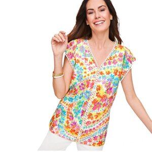 Talbots 100% Cotton Floral Top
